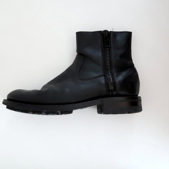 Frye James Lug Zip Boots Men’s 8D Black Leather Ankle Boots main image 5